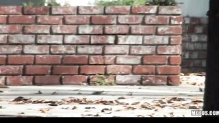 Freaky long-tit dark haired teens caught on clip fucks stranger's penis
