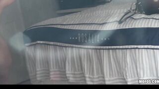 Freaky long-tit dark haired teens caught on clip fucks stranger's penis
