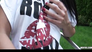 Sensual natural tit GF fingered her snatch