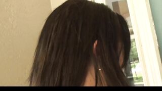 LONG TIT BOMBSHELL DARK HAIR 18 YEAR OLD BIMBO lover CAUGHT ON CLIP &