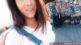 German Dark Haired 19 Year Old with tiny boobies banged! at the first Date