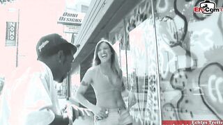 Tattooed blonde thot with small breasts pick up by a big bbc
