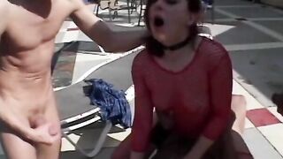 Bimbos inside fishnets uses vibrator then has hardcore foursome