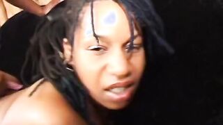 Incredible african Cutie sucks cock for cum staying on her knees