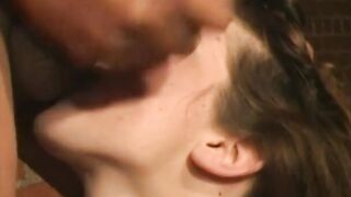 Dark Hair Goddess gets her boobs blown by 2 men