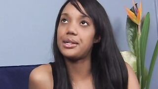 Black whore with huge legs allows to leave cum into booty