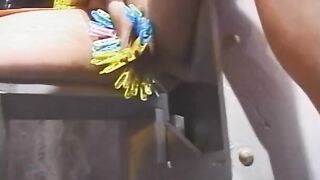 Bae domina into leather witha crazy sexy body slides bro into clamp