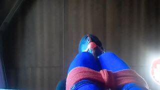 Tied and hooded taking long penis on her mouth oral cummed