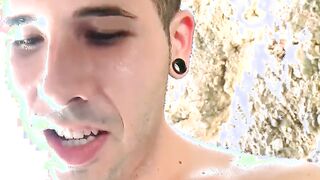 Sasha Jones offer a deep fellatio and fucks inside a cave