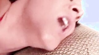 Turned On milf gets screwed from behind while laying on couch