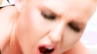 Goddess big boobed blonde bimbo takes dick into snow-white WC