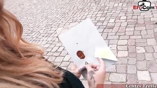 Inked curvy german Teenie with long titted picked up