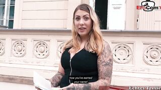 Inked curvy german Teenie with long titted picked up