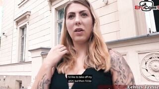 Inked curvy german Teenie with long titted picked up