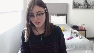Bombshell Colombian geek with angelic face and glasses gets doggy