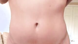 Bro jizzes on dark haired's large oiled boobies after steamy sex