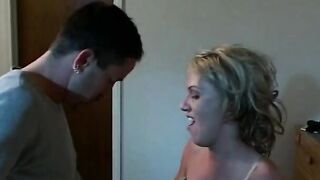 Blonde isn't afraid to take dick near ugly creature