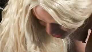 Blonde gets turned on when her asshole pumped with penis public