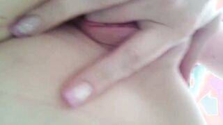 At home my juicy twat was stroked and finger fuck to orgasm