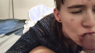 Kinky skank eats cum twice