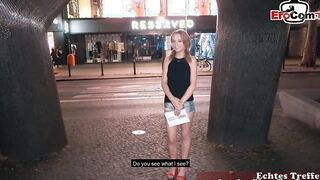 Adorable German blonde Teenie with tiny hooters at a real Boned date