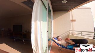 Petite amateur red haired Thai 19 yo Cherry pounded by a long white penis
