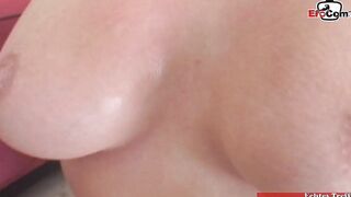 Thot with natural titties gets a facial at the porn casting