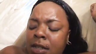 Vulgar african Bae blows and ride african penis inside hotel.