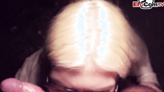 German blonde with glasses and inside Nylons pick up at the street