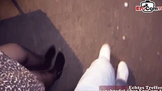 German blonde with glasses and inside Nylons pick up at the street