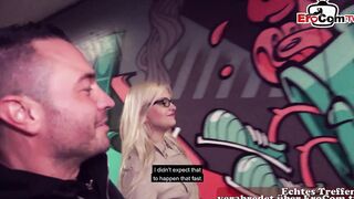 German blonde with glasses and inside Nylons pick up at the street