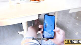 SISPORN. Gal has her homework done after blowing and rides stepbros penis