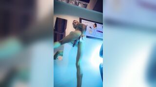 JJ ride his huge 10" toy at the tanning salon