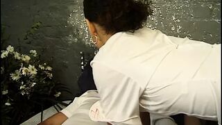 Spicy Hispanic nurse sucks dude's tool while he fingered her moist pussy