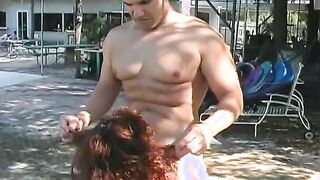 Lusty guy fucks red vagina while Hottie Bae rub her clit