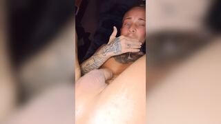 JJ strokes his small penis and then jizzes inside his slutty little mouth for you