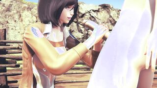 Attack On Titans Cartoon - Mikasa do a Hand Job with cum into her face and uses a sex toy  - Manga Animated Japanese eastern Game Porn