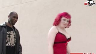 Curvy and big tit red haired bimbo with heart nipples enjoy the bbcs
