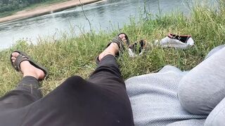 My sweet friend just blown my cock outdoor