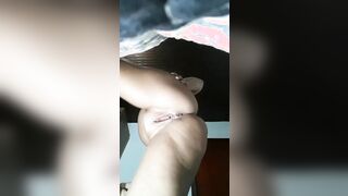 Erotic bitch having fun delicious with sex toy punched into snatch