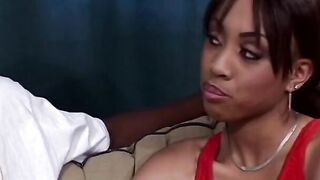 Skinny whore gets picked up by ebony stud and ride his penis