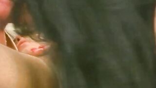 Dark Haired bitch and stud with tattoos screwed bi sexual stud inside glasses