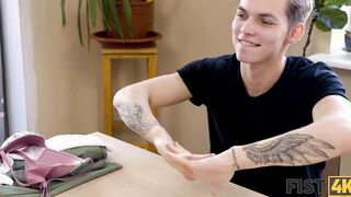 FIST4K. Man wins strip poker game and wishes to fist the girls peach