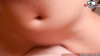 Slender dark hair Hispanic with tiny natural titted during a german boned date