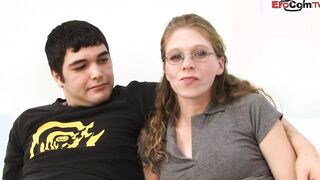 Normal hoe with glasses want her hubby see how she fucks the big black cock