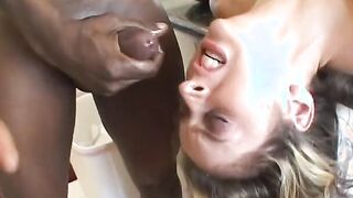 Vulgar ebony studs penetrate Bombshell white sexy after BLOWJOB
