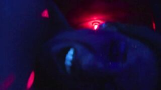 Lusty lesbians nailed each other with a neon toy inside ebony light, filthy