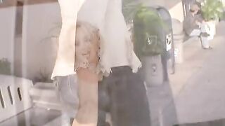 Blonde backs her tight vagina on huge penis
