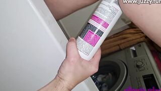 orgasm from fisting and double penetration inside the WC