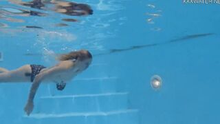 Naked swimming into the pool sexy with tattoos Mimi Cica